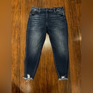 Plus size KanCan Skinny High Rise Dark Ripped Hem Jean